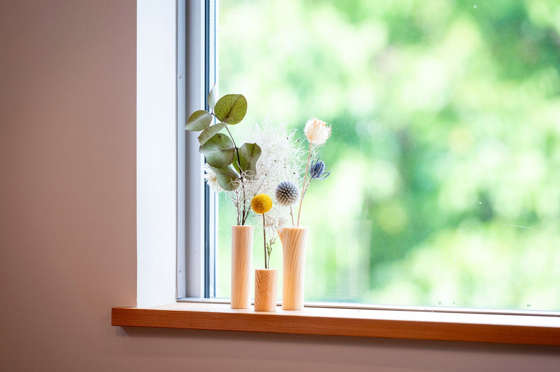 経木の花器“紙木と花”からShortとLongのセットができました