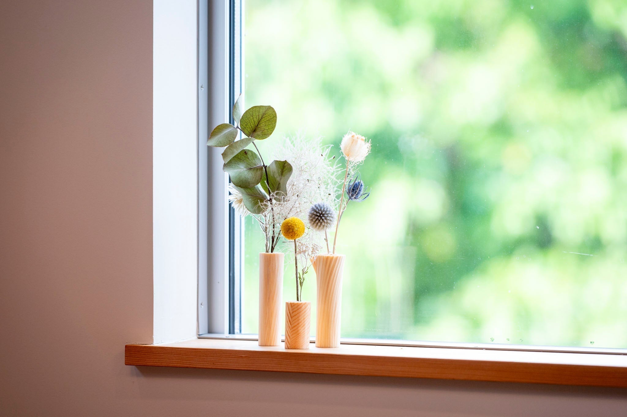 経木の花器“紙木と花”からShortとLongのセットができました
